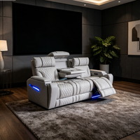 Ensemble de canapés électriques inclinables en cuir italien multifonction 3-2-1 places avec Bluetooth, éclairage LED, port USB et rangement