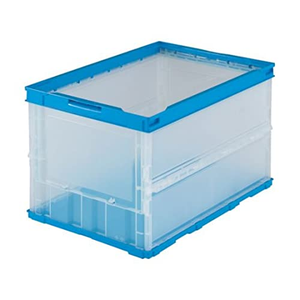 Bac de rangement pliable avec couvercles en bois, grand conteneur de rangement, boîte de rangement transparente, empilable, pliable, caisses en plastique - Product Image 1