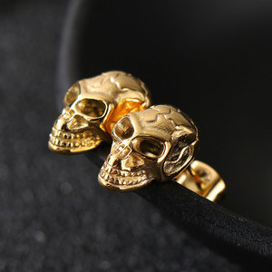 Gothic Wholesale Fine 14k 18k Gold Plated 316L Stainless Steel Ruby Fashion <b>Stud</b> Halloween <b>Earrings</b> for Women Men - Product Image 2
