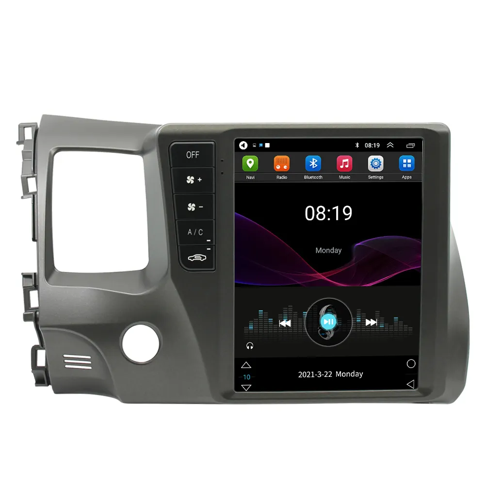 Автомобильный DVD-плеер на Android, в стиле Тесла, Carplay, вертикальный экран, автомобильное радио, аудио, стерео плеер для Honda Civic 2005-2009, 2010, 2011