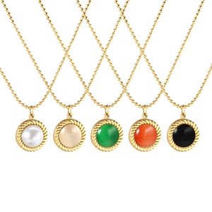 Collares de Moda al por Mayor de Acero Inoxidable Chapado en Oro de 18k con Colgante Ovalado de Ojo de Gato Colorido y Diseño Retorcido para Mujer - Product Image 5