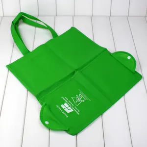 Hochwertige wiederverwendbare recycelte 100 gsm grüne farbe kundenspezifisches logo bedruckte einkaufstasche faltbare vliesstoff-tasche