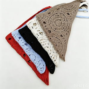 Foulard Triangolare Vintage Lavorato all'Uncinetto, Bandana <span class=keywords><strong>per</strong></span> Capelli Traforata, Accessorio Retro <span class=keywords><strong>per</strong></span> Capelli, Fascia Bohémien <span class=keywords><strong>per</strong></span> Ragazze - Product Image 2