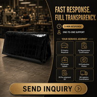 Dompet Panjang Kulit PU Hitam Model Buaya Label Pribadi Grosir, Kustomisasi Penuh, Dompet Ponsel, OEM ODM