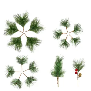 Mini Kerstbes Pick Decoratie Natuurlijke Dennenboom Bloementak Pick Vlas Kleine Vlinderdas Met Draadtak