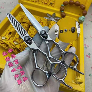 กรรไกรตัดผมซูโจว 440C ขนาด 6 นิ้ว ลายหัวกะโหลก ตัดด้วยเครื่อง CNC สำหรับคนถนัดขวา พร้อมรับผลิตแบรนด์ส่วนตัว - Product Image 2