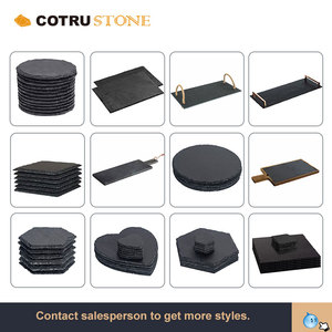 Tablas de charcutería cuadradas con patrón personalizado de alta calidad, bandeja de comida de pizarra negra, plato de cocina para servir para el hogar, cocina, cubiertos de Hotel - Product Image 3