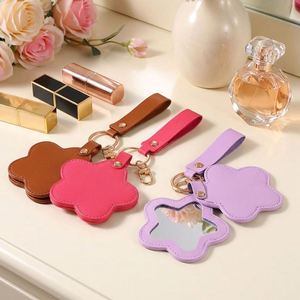 <b>Star</b> Shape Portable PU Leather Modern Makeup <b>Mirror</b> Keychain for Women Welcome Gifts Small Student Gift - Product Image 4