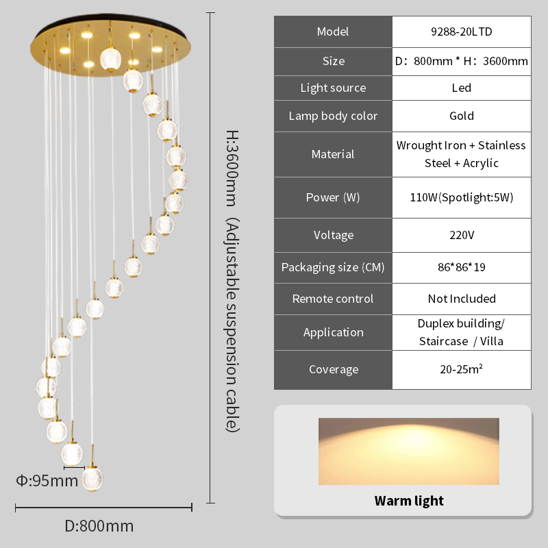20 teste della lampada, luce calda/luce neutra