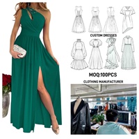 Robe d'été décontractée pour femme, coupe empire, longueur ras du sol, épaule asymétrique, à imprimé floral numérique, respirante et lavable, OEM/ODM