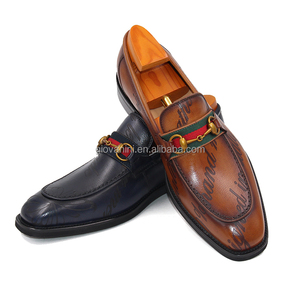 Mocasines de Vestir <span class=keywords><strong>Azul</strong></span> Marino de Alta Gama, Mocasines de Cuero Pintados a Mano con Borlas - Product Image 2