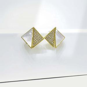 Pendientes geométricos de plata de ley 925 con gemas, joyería fina, estilo vintage, con conchas y piedras, para mujer, estilo occidental. - Product Image 2