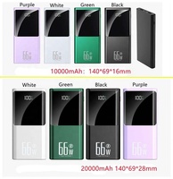 Logo personnalisé Portable 66W PD Chargeur rapide 20000mAh 10000mAh Double sortie USB Type C Powerbank Affichage numérique Power Bank universel