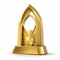Trophée personnalisé en métal doré poli, écologique, moderne et abstrait, pour la récompense des stars du badminton, des événements académiques, des cadeaux d'accueil d'entreprise