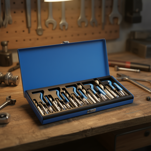 Kit de réparation de filetages SAE multi-usages, forets 1/4, 5/16, 3/8, 7/16, 1/2 UNC, tige hexagonale brillante non revêtue - Product Image 2