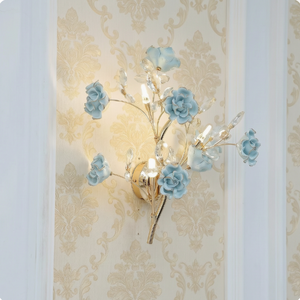 Lampada da Parete Contemporanea in Cristallo, Creatività Calda in Ceramica a Forma di Fiore, per Soggiorno, Camera da Letto, Stanza delle Ragazze, Villa, <span class=keywords><strong>Luce</strong></span> LED da Comodino - Product Image 6