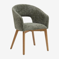 Chaise de salle à manger et de café en velours, style nordique moderne, avec pieds en bois et structure métallique, design évidé, pour hôtels et restaurants