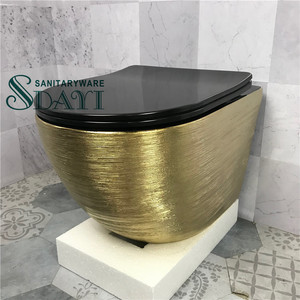 SDAYI <span class=keywords><strong>di</strong></span> lusso moderno modello <span class=keywords><strong>di</strong></span> <span class=keywords><strong>disegno</strong></span> rame rosa placcato oro Color argento arte opaca senza montatura da parete appeso in ceramica WC montato - Product Image 3