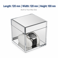Boîte de présentation de montres en acrylique miroir, vitrine transparente à couvercle rabattable, miroir intérieur, coussin en velours, bijouterie, OEM CALIC