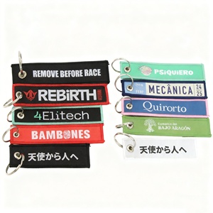 JXSKC1001 High Quality Eco Friendly Own Design Woven Custom Personal Logo Polyester Embroidery <strong>Keychain</strong> With Key Rings - Product Image 6