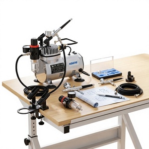 AS18K-2 Kit de Aerógrafo de Pistón de Fábrica Más Vendido con Compresor de Doble Acción, Control de Alimentación por Gravedad, Portátil <span class=keywords><strong>para</strong></span> Decoración de Uñas y Pasteles - Product Image 1
