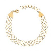 Bracelet à breloques en or massif 18 carats pour femme, motif dentelle, longueur réglable 15+3 cm, design cœur tendance, vente en gros personnalisée