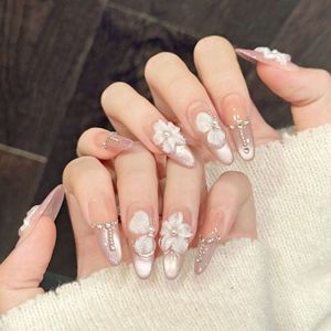 Uñas Postizas Originales [Huang Ying Zhu <span class=keywords><strong>Yun</strong></span>] con Diseño de Estrellas Huang Diao, Adorno de Cuentas de Cristal Cuadradas, Estilo Dulce y Elegante - Product Image 4