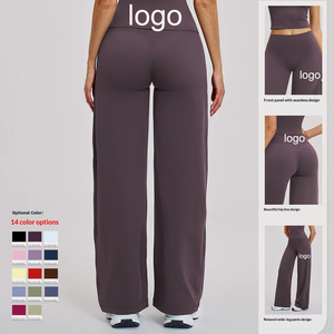 Pantalon de sport décontracté pour femme, coupe ample et large, brossé, uni, amincissant, respirant, en Spandex/Nylon, idéal pour la course en extérieur - Product Image 1