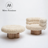 Fauteuil d'appoint confortable en laine pour salon, mobilier de maison moderne, idéal pour hôtel ou appartement - Lana
