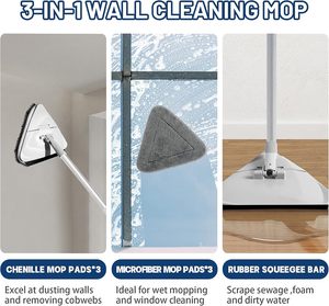 Tường lau sạch dài xử lý 80 inches180 ° gấp Trần máy giặt Scrubber và squeegeetriangle ván chân tường làm sạch công cụ Khăn lau bụi - Product Image 4