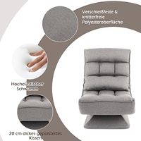 Fauteuil de sol moderne gris avec dossier réglable, pivotant à 360°, pliable, rembourré, pour salon, chambre à coucher, jeux, détente, fauteuil de loisirs, 150 kg