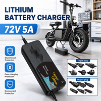 Chargeur de batterie au lithium LiFePO4 pour vélo électrique et trottinette, 72V 5A, arrêt automatique intelligent, multi-tensions compatible 84V 88.2V 83.95V 87.6V