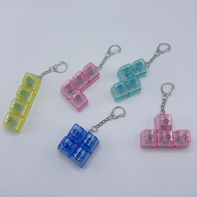 Aflion Custom Fidget Keyboard Switch with Mechanical Click Sound Interactive Light-Up Keycap Plastic Keychain Fidget Keychains