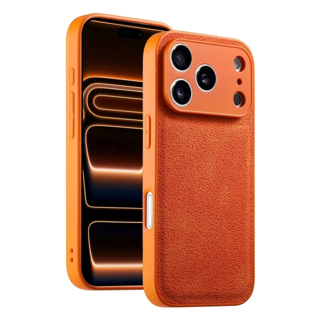 Orange for iPhone Air 17 Pro Max Leather Case Luxury Matte Shockproof Bumper Cover for iPhone 17 16 15 14 12 13 Pro Max