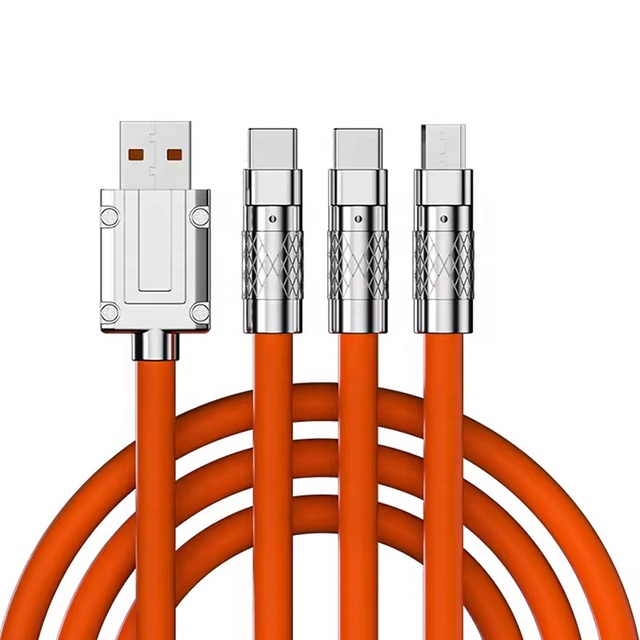N1 Silicone Zinc Alloy 6A USB C 3 in 1 TYPE C Micro I 8 Pin Phone Type-C USBC Fast Charging Cable