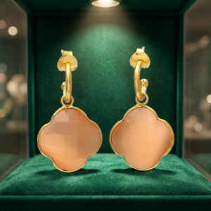 Pendientes de Aro Hechos a Mano con Gemas de Latón, Bañados en Rodio, Estilo Étnico - Product Image 2
