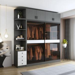 Design contemporain chambres client vêtements meubles de maison armoire chaude couleur personnalisée <span class=keywords><strong>bois</strong></span> courbé complet avec armoires - Product Image 1