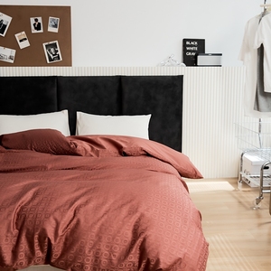 Set Copripiumino di Lusso 3 Pezzi 100% Cotone, Motivo Jacquard Tinta Unita con Motivi Vegetali, Ecologico per Casa e Hotel, 150x200cm - Product Image 4