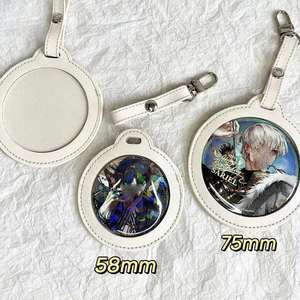 Personalized PU Leather 58mm Anime Badges Keychain Round Decorative Protective Case for Badges & Accessories - Product Image 4