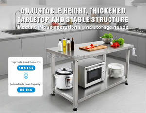 Commercial Ergonomics Adjustable Height Kitchen Stainless Steel Work Table <b>Bench</b> - Product Image 2