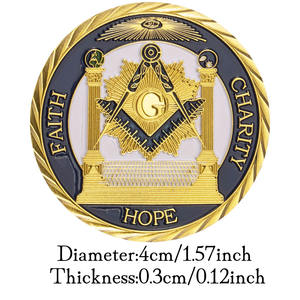 免费梅森收藏纪念品镀金硬币骄傲共济会所有眼睛图案纪念币 - Product Image 3