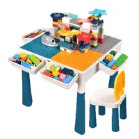 Sıcak satış çocuk yapı taşı çok fonksiyonlu bebek eğitim masası oyunu oyuncak masa sandalye büyük parçacık yapı taşı masa