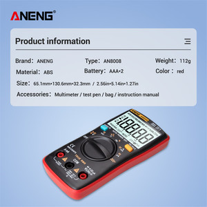 ANENG AN8008 <span class=keywords><strong>Multimètre</strong></span> numérique mini 9999 affichages, double fusible, auto-échelle, True-RMS, test de transistors et de condensateurs - Product Image 3