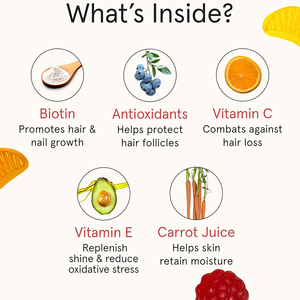 مكملات غذائية على شكل حلوى للشعر والبشرة والأظافر بنكهة مخصصة تحتوي على 10000 ميكروغرام من البيوتين وفيتامين سي/هـ لشعر وبشرة وأظافر صحية - Product Image 2