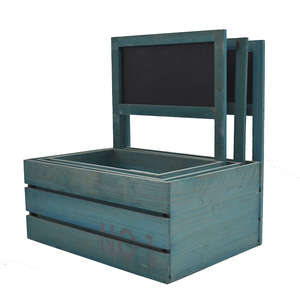 Vintage Campagne Style Caisse En <span class=keywords><strong>Bois</strong></span> Rectangle pour Légumes <span class=keywords><strong>Fruits</strong></span> Poignée Tableau Noir Support Personnalisable <span class=keywords><strong>Prix</strong></span> Réduit - Product Image 1