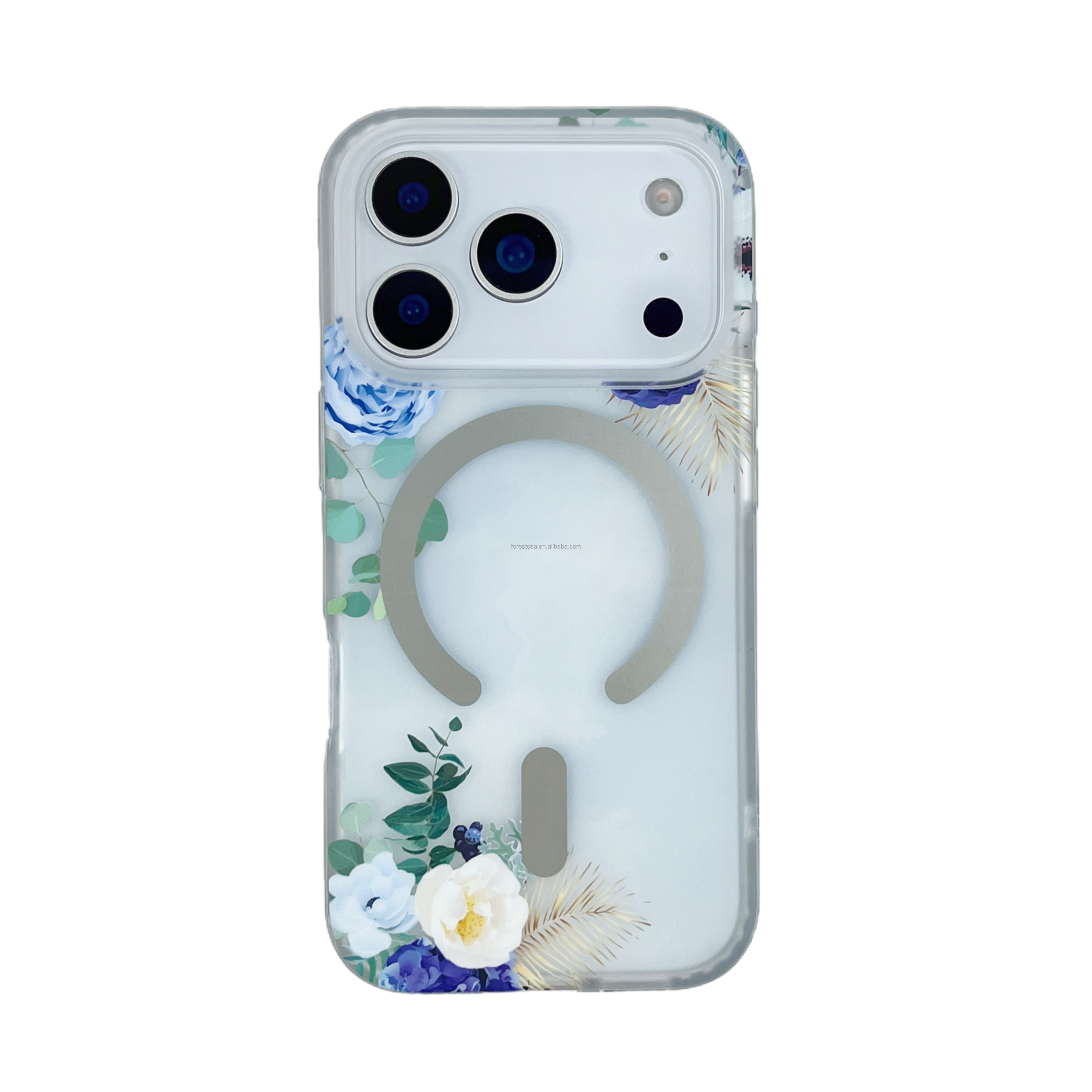 Fleurs blanches et bleues