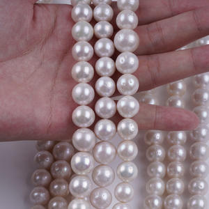 Zhuji Natural Freshwater Pearl Necklace 11-14mm White Edison Round Bead Loose Bead <b>String</b> DIY Jewelry with Pink <b>Gold</b> Colors - Product Image 2