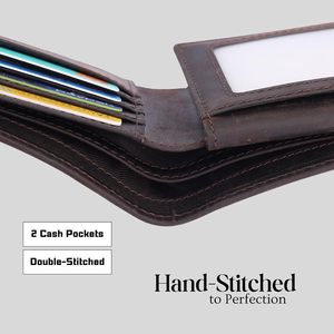 Portefeuille fin anti-RFID DEMVRI pour homme en cuir pleine fleur marron, 8 emplacements pour cartes, 2 fenêtres pour documents d'identité - Product Image 5
