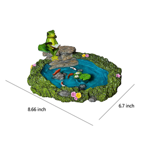 Kit Miniatura in Resina per Giardino delle Fate con Laghetto e Statuette di Rane, Accessori da Giardino - Product Image 6