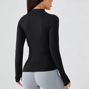Combinaison de yoga pour femme, coupe ajustée, fermeture éclair intégrale, manches longues, pour le sport, la salle de sport, vêtements de sport, veste zippée - Product Image 5